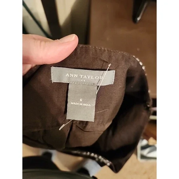 Ann Taylor Brown Floral Skirt Women’s Size 6 Knee Length Career Office Lined - Picture 6 of 6